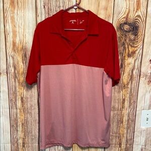 Active Wear Antigua Mens Golf Polo Shirt Red &  White Stripe Large Short Sleeve